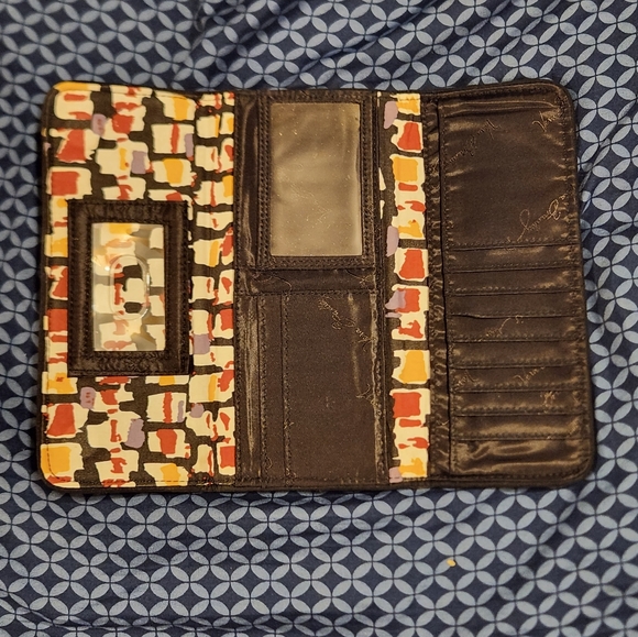 Vera Bradley Trifold Wallet Painted Feathers Organizer Clutch - Picture 4 of 5